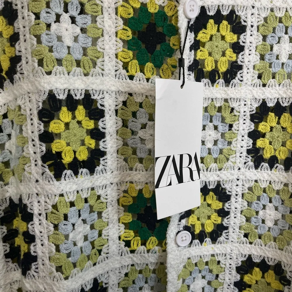 Zara Men's Colorful Crochet Button Down Shirt - Picture 3 of 6